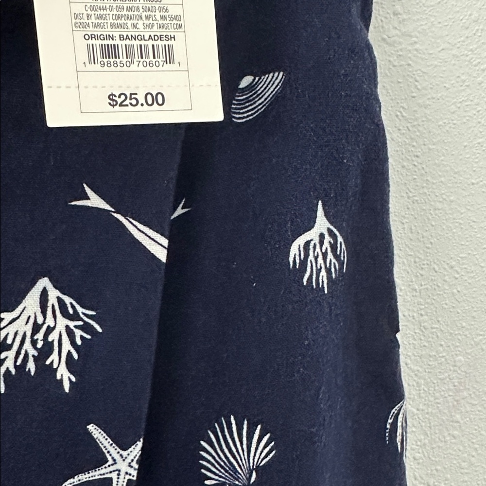 Navy blue linen-blend skort - Picture 5 of 8